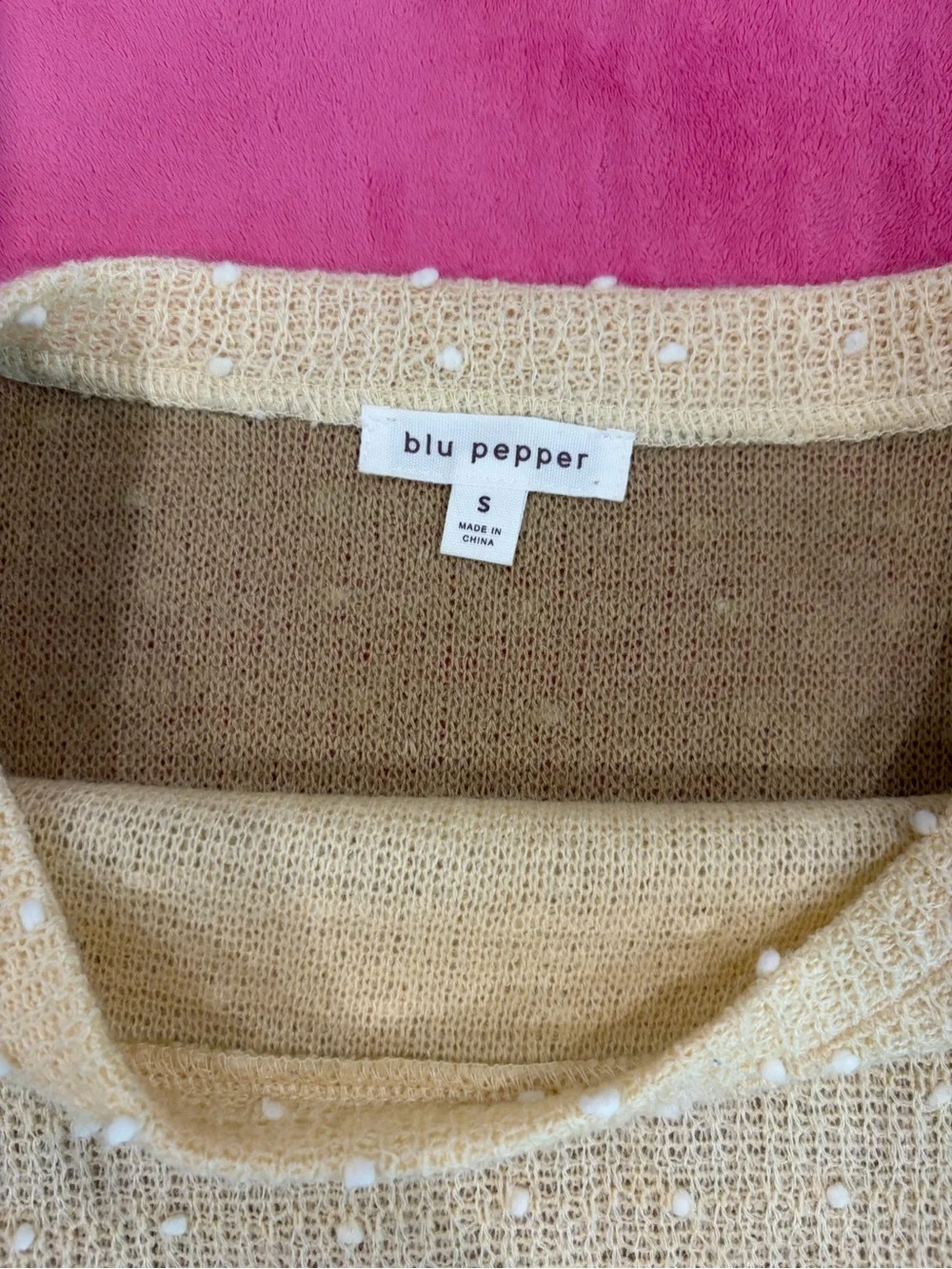 Dry Goods Neutral Cream & Brown Sweater Top with Polka Dots